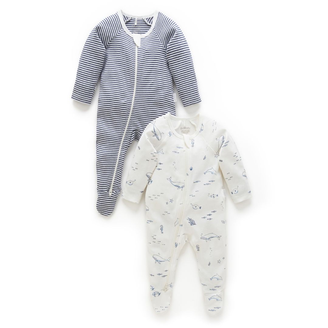 Purebaby Zip Babygro 2 pack - Image 3