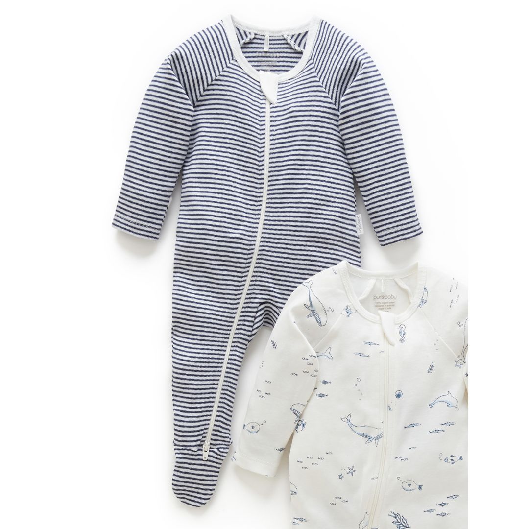 Purebaby Zip Babygro 2 pack - Image 5