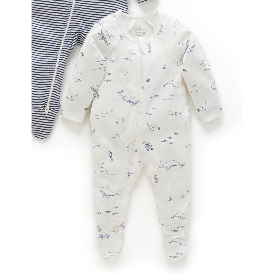 Purebaby Zip Babygro 2 pack - Image 2