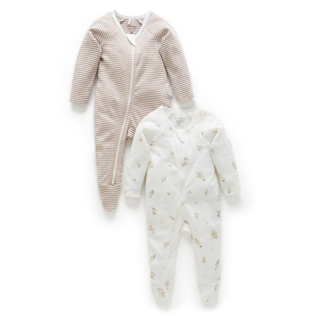 Purebaby Zip Babygro 2 pack - Image 7