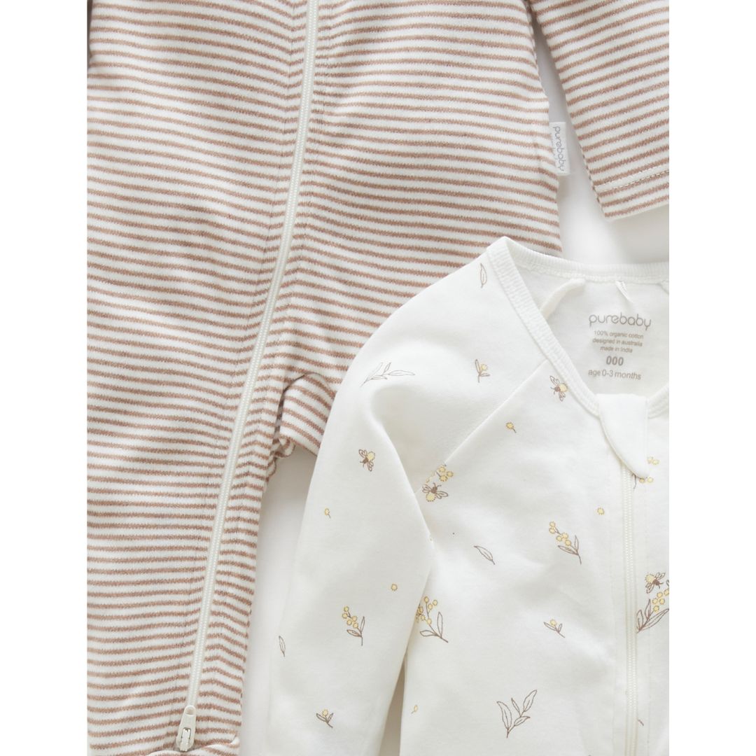 Purebaby Zip Babygro 2 pack - Image 8