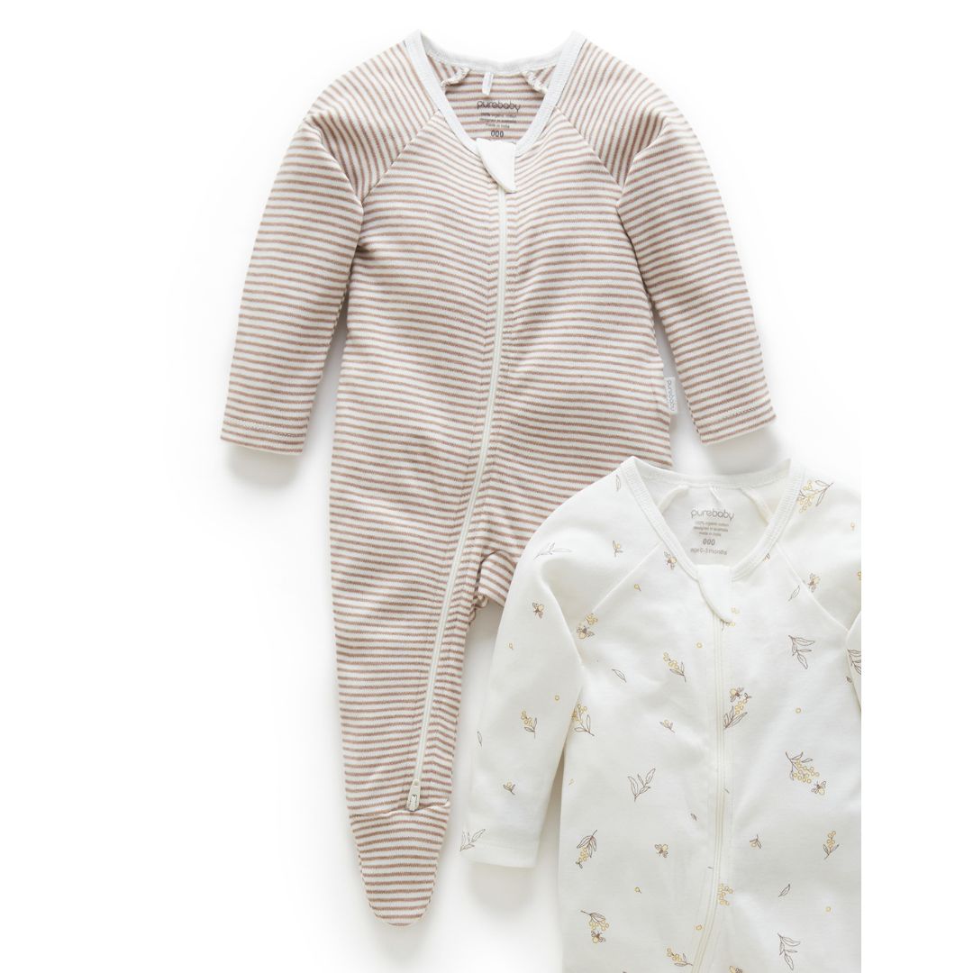 Purebaby Zip Babygro 2 pack - Image 9