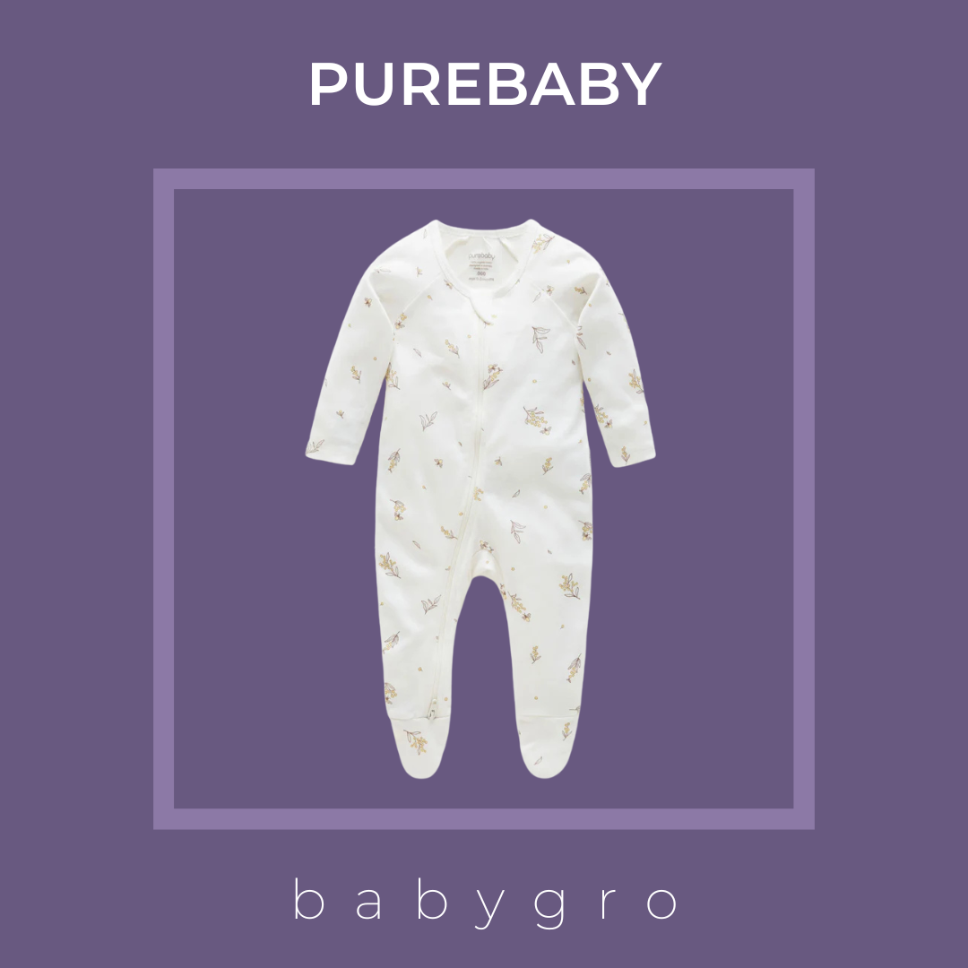 Purebaby Zip Babygro 2 pack